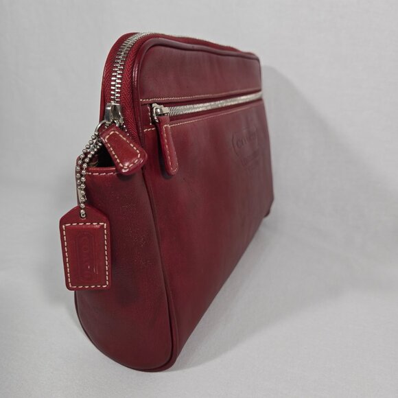 Vintage COACH Red Cowhide Leather Large Clutch Travel Handbag G04S-5068 UNISEX. - Picture 4 of 17